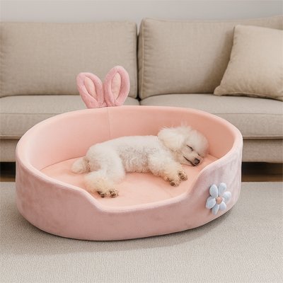 Panier pour chien - panier pour chien - Élégance Confort | Velours Pastel - Vivre avec son chien