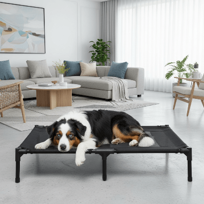 lit chien - Lit pour chien surélevé - Noir Élévation | Édition Loft - Vivre avec son chien