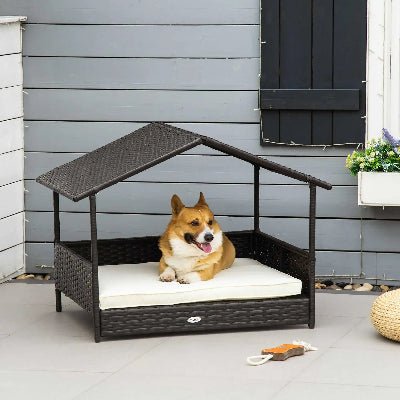 lit sureleve pour chien sirocco brun terasse