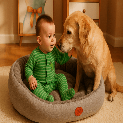 panier chien boreal bebe dans panier chien